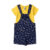 Salopete Feminino Infantil Verão Amarelo com Azul Florido