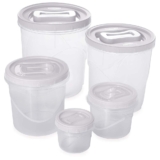 Kit 5 Potes Porta Mantimentos Médios Redondo Branco Plasútil