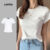 Lovito Camiseta Casual Macia e Confortável Primavera/verão Camiseta Branca para Mulheres L143ED546