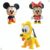 Kit com 3 Bonecos De 12cm Mickey Minnie Pluto 3293 Líder