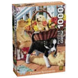QUEBRA CABEÇA FILHOTES BRINCANDO 1000 PEÇAS GROW PUZZLE CÃO CACHORROS JARDIM QUINTAL FLORES ANIMAIS