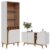 Cristaleira Jurerê E Aparador Buffet Para Sala Noronha Off White Matte Freijó- Colibri
