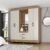 Guarda Roupa Casal Capela com Espelho 4 Portas e 2 Gavetas e Pés Lite Nature/Off White
