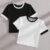 (Trendy) Lovito Camiseta Esportiva Lisa Com Encadernação Contrastante Para Mulheres L86ED098