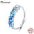 Anel De Prata Esterlina 925 Original Bamoer Aquamarine Star Joia Presente Para Mulheres