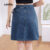 (Trendy) Lovito Casual Liso Envoltório Rendas Até Verão Primavera Azul Saias Jeans Para Mulheres L132ED594