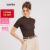 (Trendy) (Muitas cores)Lovito Camiseta Casual Lisa Com Colarinho Reto L30ED021 (Marrom)