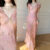 Lovito Vestido Casual De Natal Com Zíper, Toque Suave, Primavera/verão, Rosa, Para Mulheres L145LD056