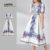 (Lovito Refine) Vestido Elegante com Zíper Toque Suave Vestido Azul e Branco para mulheres LR12L045