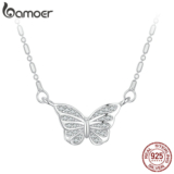 Colar De Prata Bamoer 925 Libras Esterlinas Jóias Em Forma De Borboleta Para Presentes Femininos