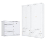 Cômoda E Guarda Roupa Infantil Mississipi 4 Portas Branco Hp – Henn