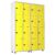 Armário Roupeiro Aço 16 Portas Academia Guarda Volume Trinco Amarelo