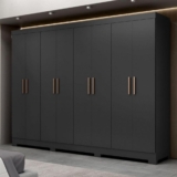 Guarda Roupa Casal Paris Com Pés 8 Portas Mdp Preto Fosco Maxel Preto
