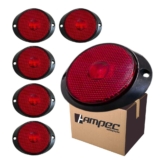 Kit 6 Lanterna Lateral LED Para Carreta Caminhão Trailer Reboque Com Suporte Frontal Vermelho P 65mm