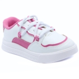 Tênis Infantil Molekinha Recortes Menina – Branco e Rosa