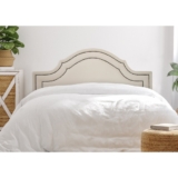 Cabeceira Queen Estofada para Cama Box com Tachas 160x60cm Provençal Luxo Dupla OffWhite/Fumê