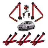 Kit Vermelho Cinto De Segurança Gm Celta Corsa Todos Bancos