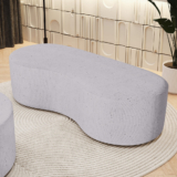 Puff Decorativo Orgânico para Living Quarto 140cm Orbit W01 Linho Cinza – Lyam Decor