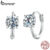 Brincos De Fita Bamoer 925 Sterling Hoop Moissanita Cintilante 0,5ct Jóias Presentes Para Mulheres
