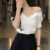 (Hot) Lovito Blusa Elegante Verão Ombro Frio Blusa Assimétrica Para Mulheres L121MD367