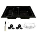Cuba Gourmet Cozinha Inox 304 Preta 78x43cm Com Dosador E Cesto Escorredor Luxo