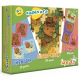 SUPER KIT 3 EM 1 CAPIVARA TOYSTER QUEBRA CABEÇA + DOMINÓ + JOGO DE MEMÓRIA 148 PEÇAS PUZZLE CAPIBARA