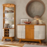 Aparador Para Sala Buffet Ambiente Monza E Cristaleira Marina Cinamomo Off White – Madetec