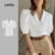 Lovito Blusa Elegante Branca Com Botões Lisos Para Mulheres LBL25304