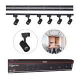 Kit trilho Eletrificado 6 Spot Led + 2 Metros de Trilho Pop 30w 6500k Branco Frio 110v/220v Preto Cod: 251931414-2