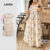 Lovito Vestido Casual com Babados de Flores para Primavera/verão para mulheres LBL27056