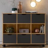 Nicho Organizador 6 Gavetas com Rodízios Freijó/Preto – Qmovi
