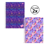 Kit 02 Cadernos Universitário 20 Matérias 320 Folhas Stella – Jandaia CAPA:Gato/Coração