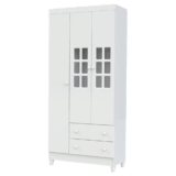 Guarda Roupa Infantil 3 Portas Mariah Branco Brilho – Carolina