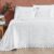 Kit Cobre Leito Colcha Bouclê King Laise Bordada Micropercal 200 Fios 3 Peças – Branco Neve