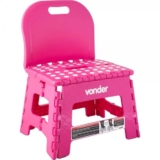 Banqueta Plástica Dobrável Com Encosto 220 mm Rosa Vonder