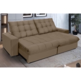 Sofá Retrátil E Reclinável 2,30m Suede Califórnia Marrom Castor