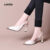 Lovito Saltos Elegantes Simples  Ponta de Metal Slingback All Seasons Preto para Mulheres LFA87030