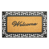 Tapete Entrada Fibra Coco Welcome IV Capacho 45x75cm Marrom Preto Edantex