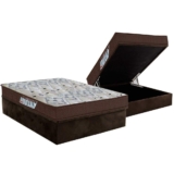 Cama Box Baú Casal: Colchão Anatômico Ortobom D45 / ISO 150 Mega Firme + Base CRC Suede Brown(138×188)