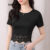 Lovito Camiseta elegante com estampa simples para mulheres L104ED083