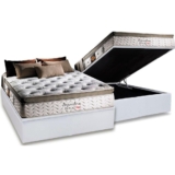 Conjunto Box Baú Casal: Colchão Molas Herval MasterPocket Ensacadas Imperatore Eco Bamboo + Base CRC Courano White(138×188)