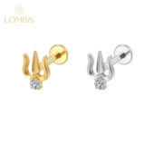 Lomiss Piercing Orelha Trágus Hélix Labret Aço Cirúrgico Tridente 1 Zircônia