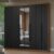 Guarda-Roupa Casal 8 Portas Batentes com Espelho Rustic/Preto/Preto Netuno Madesa