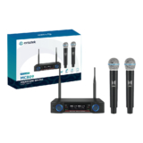 Microfone Sem Fio Duplo Uhf Hi Fi Dinamico Display Digital