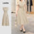 Lovito Vestido Elegante Retrô com Cinto para Deslocamento Primavera/verão Vestido Caqui para mulheres L142ED215