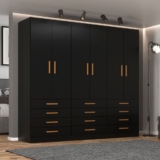 Guarda-Roupa Casal New Mônaco 6 Portas 12 Gavetas Preto – Evidência Móveis