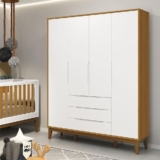 Guarda Roupa Infantil Classic Elfe Branco Acetinado Savana Amadeirado – Reller