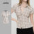 Lovito Blusa Casual de Botões Linha de Estrutura de Blusa de Primavera/verão Marrom para mulheres L144AD020