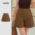 Lovito Shorts Elegantes Botão Bolso Falso Primavera/verão Shorts Marrom para Mulheres L142ED395