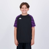 Camisa Kappa Raglany Juvenil Preta